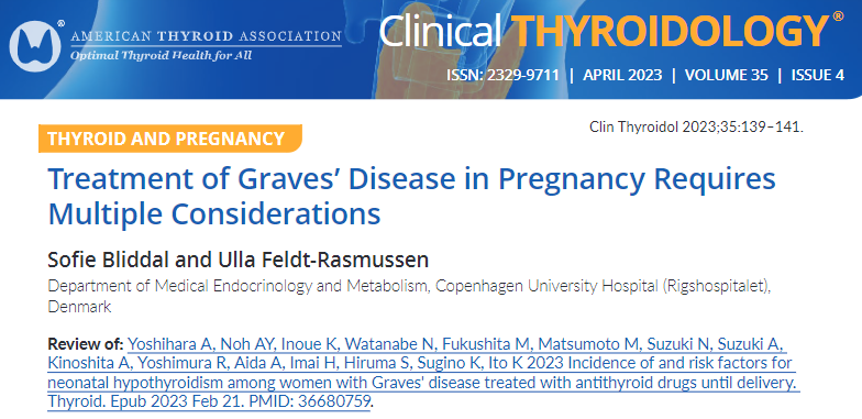 The latest in the understanding of Graves' disease in #pregnancy. @GDATF @thyroidjournal @AmThyroidAssn @acog @aafp 

ow.ly/Nicl50NH5QZ

#endotwitter #OBtwitter #MFMtwitter