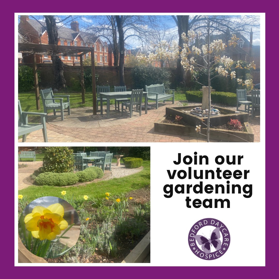 Thinking of volunteering? We have opportunities for volunteer gardeners to join our friendly team.

Our hospice gardens are a place of tranquility for our patients, staff and volunteers. Can you help to keep them looking beautiful this Summer?

bedforddaycarehospice.org.uk/volunteer-oppo…

#Volunteer