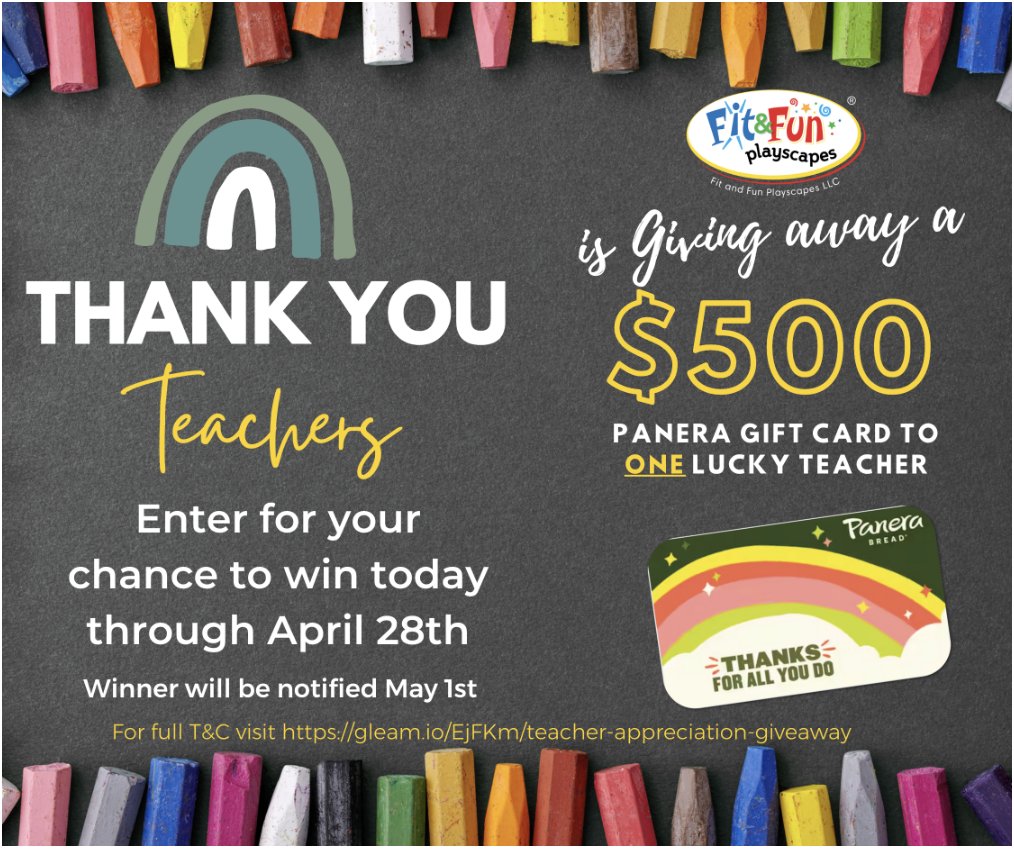 🍎TEACHERS HAVE LUNCH...ON US! 🍎 It's time to give thanks to all of the teachers out there! 1 lucky teacher will win a $500 Gift Card to Panera! Enter to win here: hubs.la/Q01L8hnM0
#teacherappreciation #education #teachertwitter hubs.la/Q01L8skm0