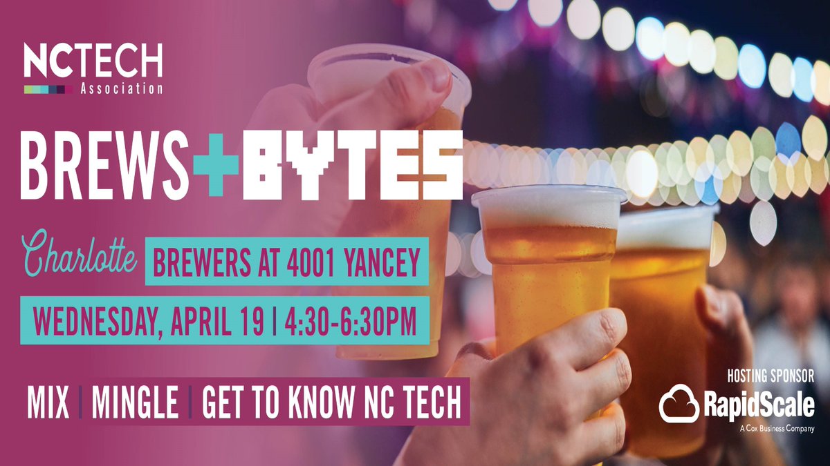 CLTDataScience's tweet image. Brews + Bytes is back! The receptions bring together our Charlotte network in a casual,  setting to connect & build relationships with the NC TECH team and community.  professionals! 
Register for this FREE event here: fal.cn/3xlqK