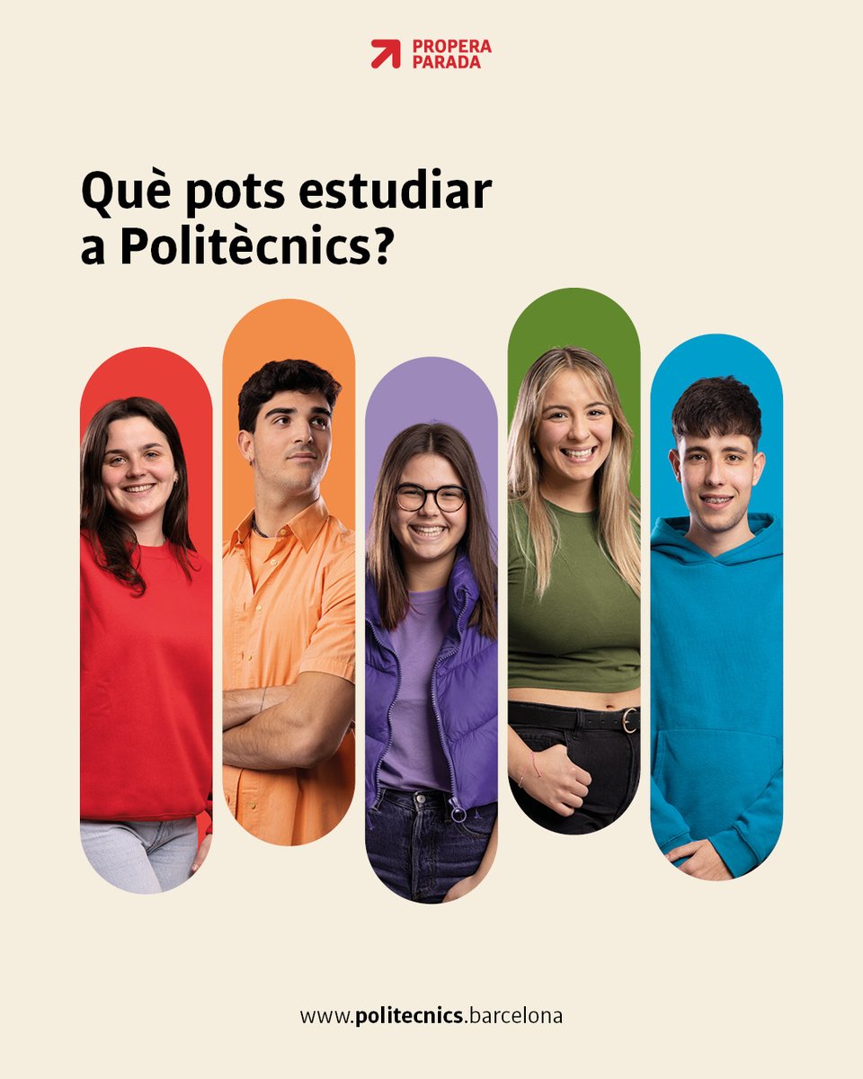 ce_politecnics's tweet photo. Estàs buscant la Propera Parada en la teva formació? 💡 El Politècnics t'ofereix la millor oferta acadèmica en diferents àmbits de la #FormacióProfessional. 🚀

🎉 No deixis passar el tren! #ProperaParada: Politècnics!!! 🚉

#FP #FPcat #OfertaAcadèmica #CiclesFormatius #Estudiar https://t.co/QQHIHHSRr7