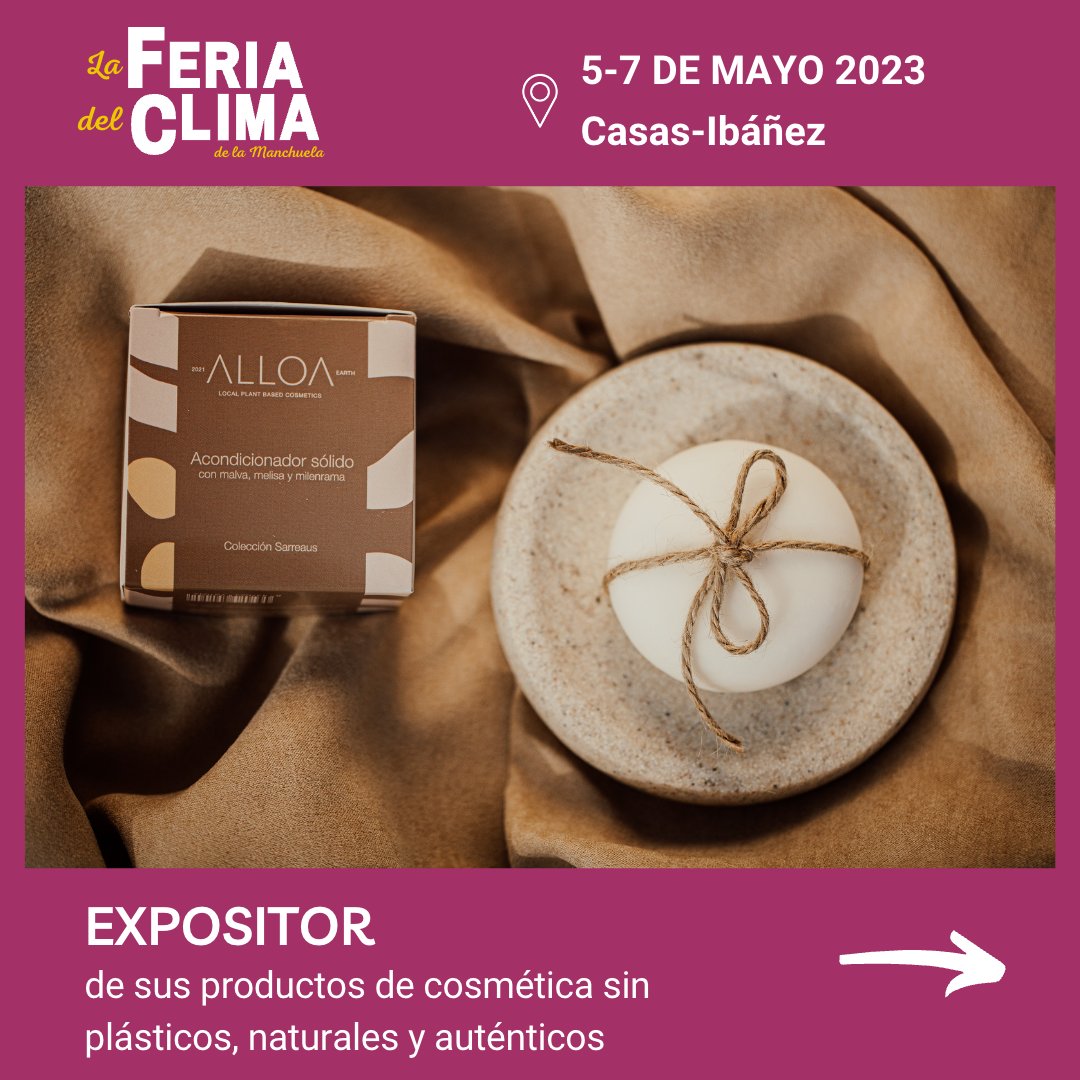 LMxClima's tweet photo. ¡Alloa será expositor en La Feria del Clima 2023! 👏
La empresa está liderada por dos mujeres 👭 que elaboran #cosméticanatural 🌱 ¡Visítanos y podrás comprar sus productos! 🧼 ¿Te lo vas a perder? 

#lamanchuela #somosmanchuela #LmxC https://t.co/gIwCzNVbsn