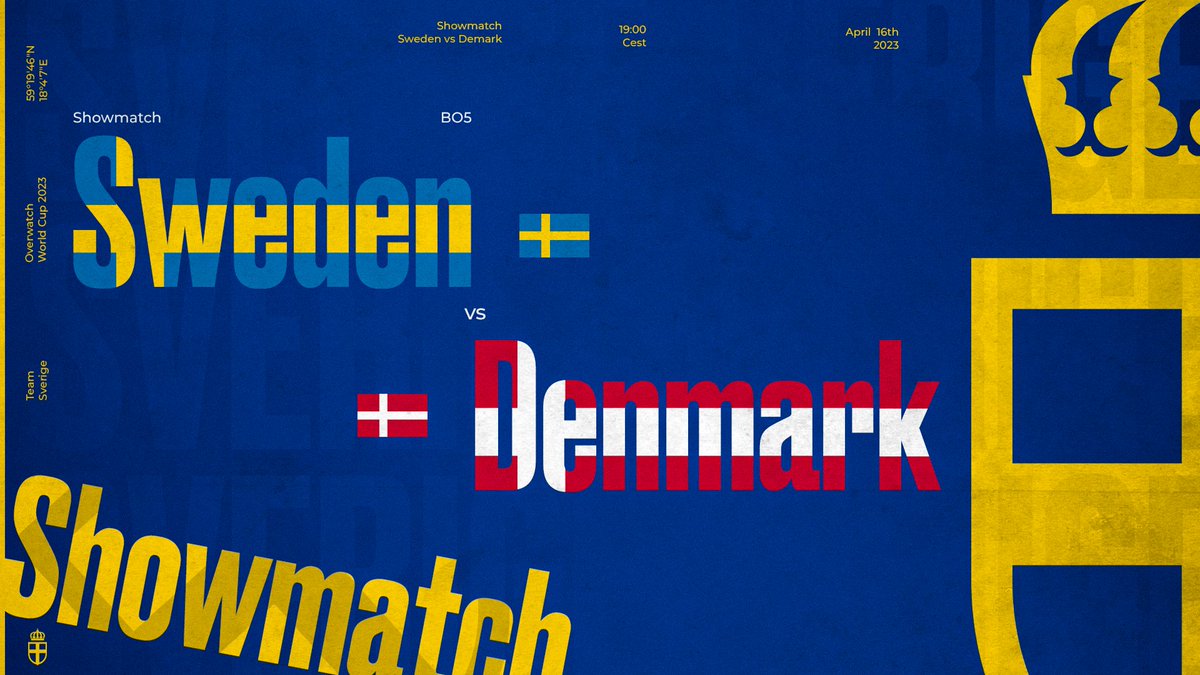🇸🇪 ROSTER REVEAL ON SUNDAY 🇸🇪

TESTING OUR POWER LEVEL VS <a href="/OWTeamDenmark/">Team Denmark Overwatch 🇩🇰</a> 🇩🇰

16th of APRIL at 19:00 CEST 🕖

LOSER (denmark) HAS TO USE A TWITTER BANNER MADE BY THE WINNER (sweden) UNTIL THE END OF THE MONTH 🗿
#OWWC2023