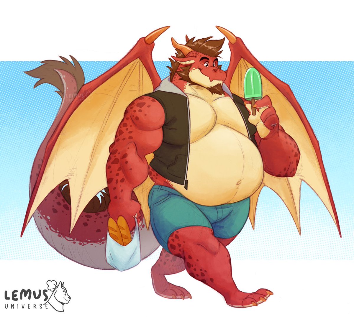 lemusuniverse's tweet image. Big boy went for bread and some ice cream 🐲🥖🍦
commission for @/GargantuanChili