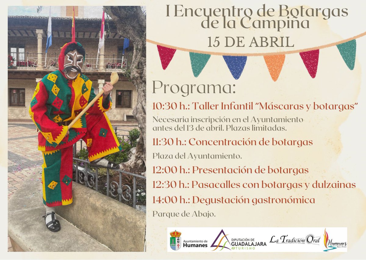 Humanes_Gu's tweet image. I ENCUENTRO DE BOTARGAS DE LA CAMPIÑA | Sábado 15 de abril

@dipuguadalajara #Humanes