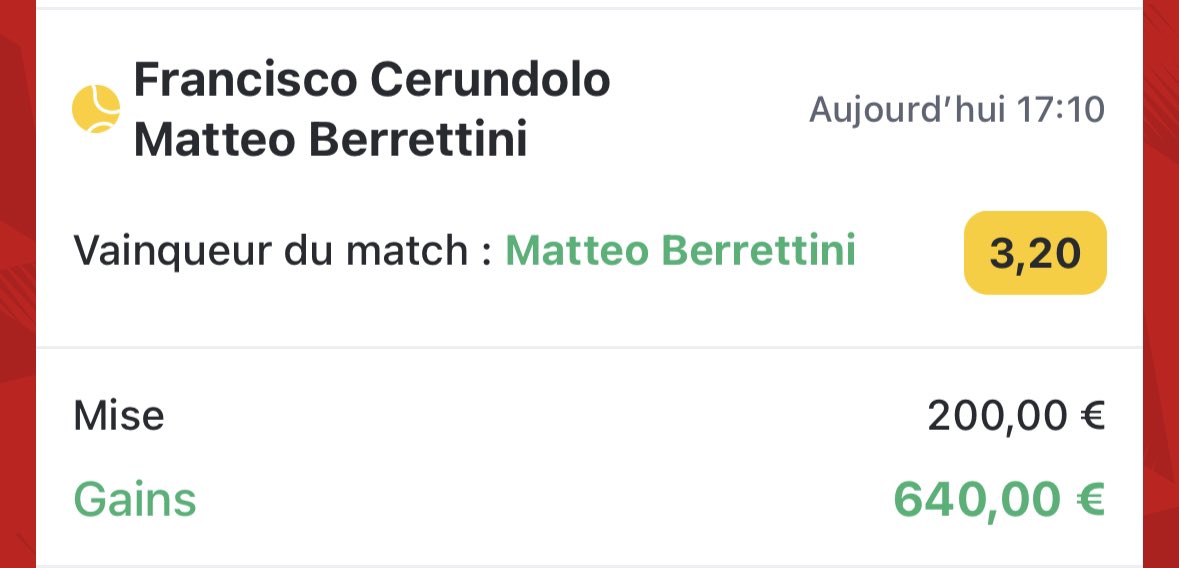 KPSPORTS_'s tweet image. Boooum on encaisse✅

👉Berrettini | 1,80✅

J’ai même repris en live 😍

100€ remboursé sur votre premier pari chez betclic avec mon code promo : KP 

Mon TikTok/insta : KingPronos17

#TeamParieur 

40 RT et 100❤️pour un nouveau prono
