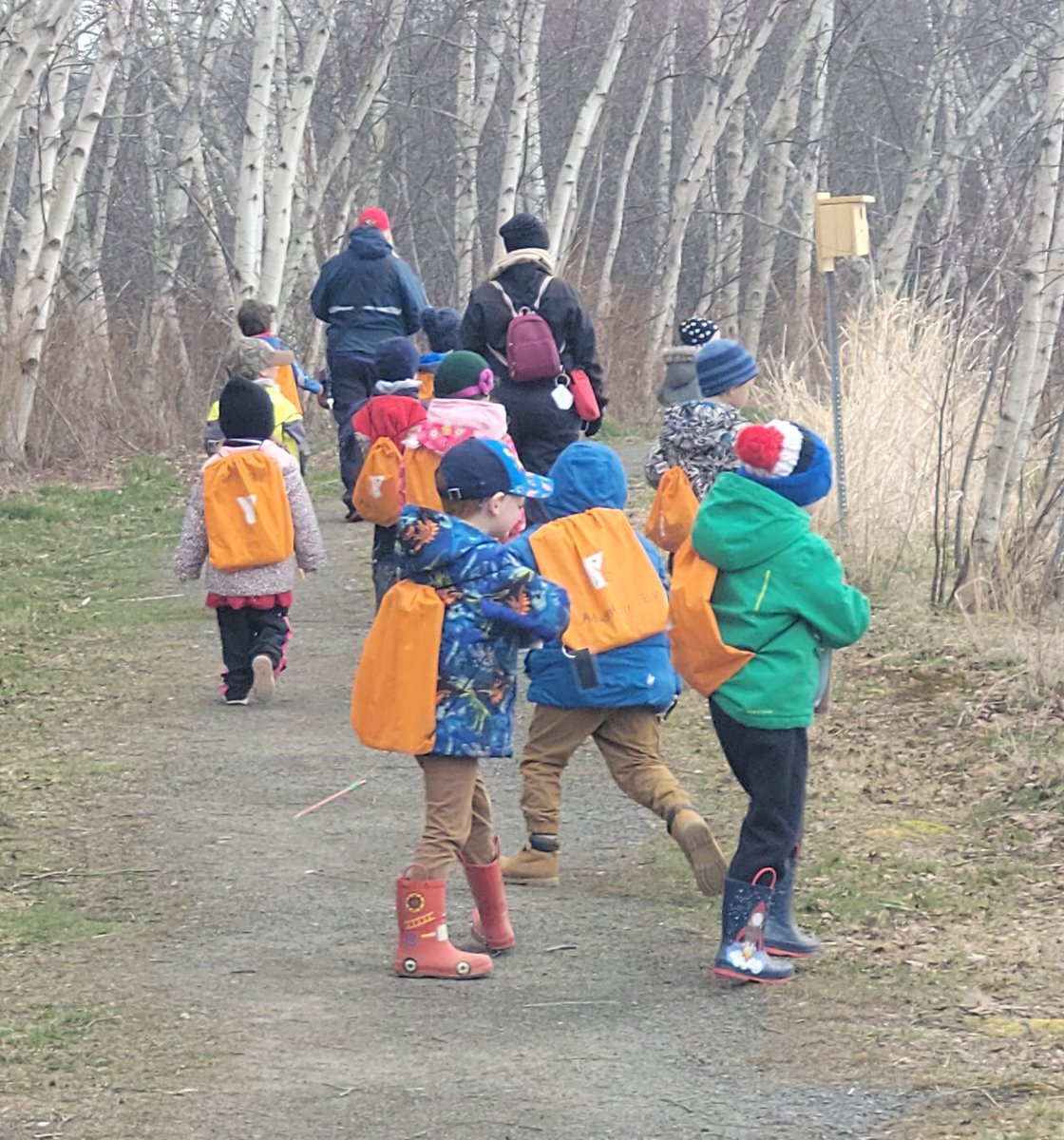 PPMissJenn's tweet photo. Today we took a trip to the French Basin Trail for a wonderful  adventure.  We all had our own Adventure
Bags, we had a Scavanger Hunt.  We found Lichins, turtles, snakes, ducks, and muskrats.  It was a great day to be a Pre Primary Adventurer.
#takemeoutside
#NSPreprimary https://t.co/AxzGCLK7V4