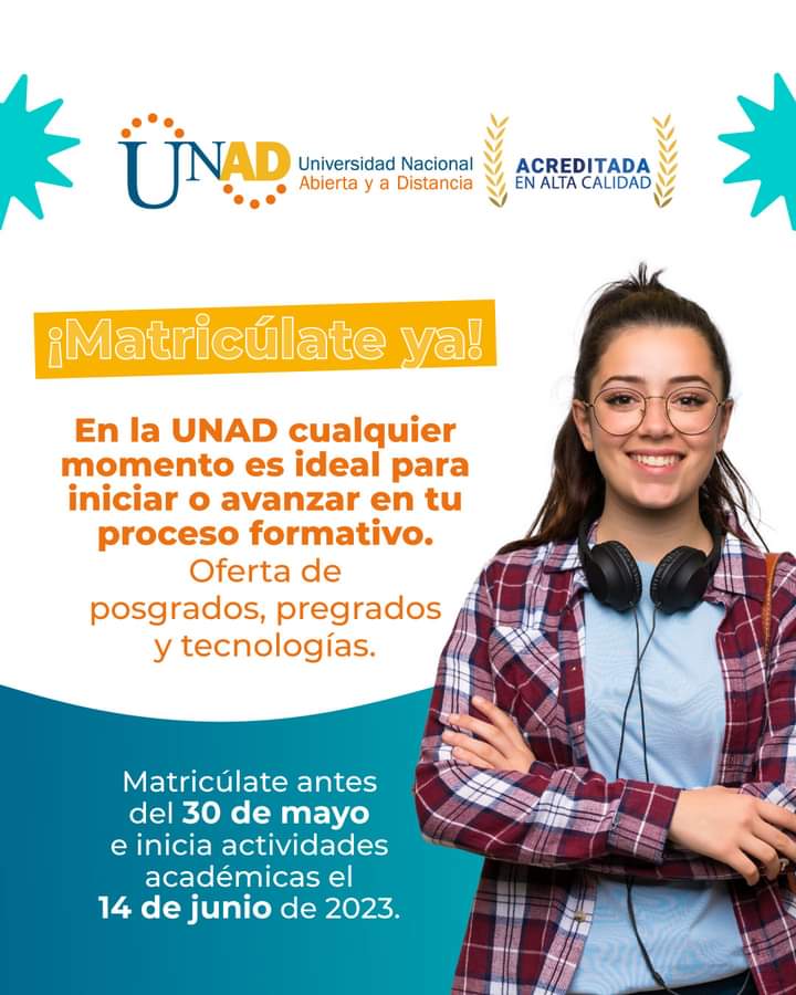 #MatricúlateEnLaUNAD Periodo 8-03 🌐 En línea 👉estudios.unad.edu.co
🏫 Presencial <a href="/UNADCEADPOPAYAN/">UNAD Cead Popayán</a> Sede Norte, Lácteos | Sede Centro, Histórico ℹ️ Lunes a viernes horario de oficina ☑️ Sábado 8:00 a 12:00 ☎️ Comunícate | 6028380000 ext 2070 - 2054 📧 Mail: popayan@unad.edu.co