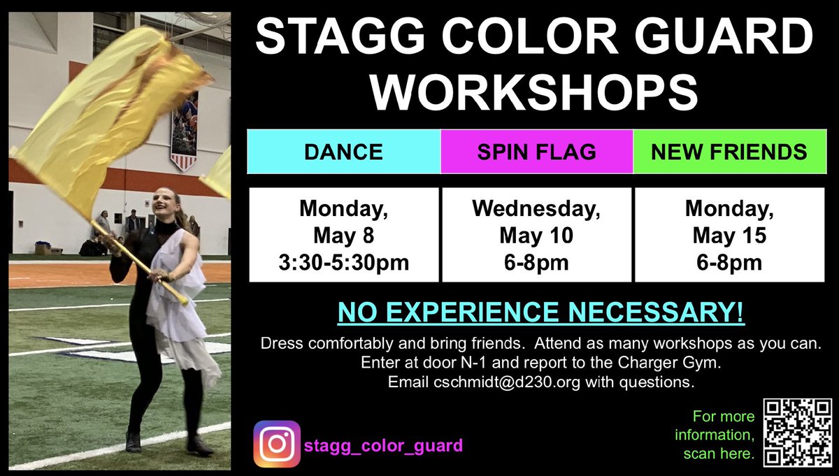 StaggColorGuard's tweet image. Join our team!  Learn how to dance and spin flag and make some new friends.
