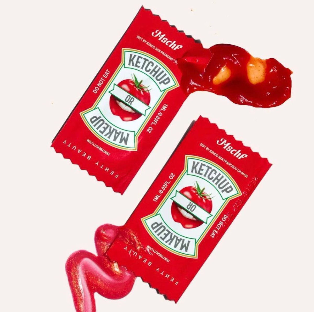 TrickyMarketin9's tweet photo. Surprise collab: Fenty Beauty x Mschf π Get 6 mystery packs with either ketchup or Gloss Bomb for just $25! Quirky hype, a $25 ketchup thrill, & clever Gloss Bomb savings π€£π #SoTricky #TrickyMarketing @trickymarketing https://t.co/XdsVrGW91B