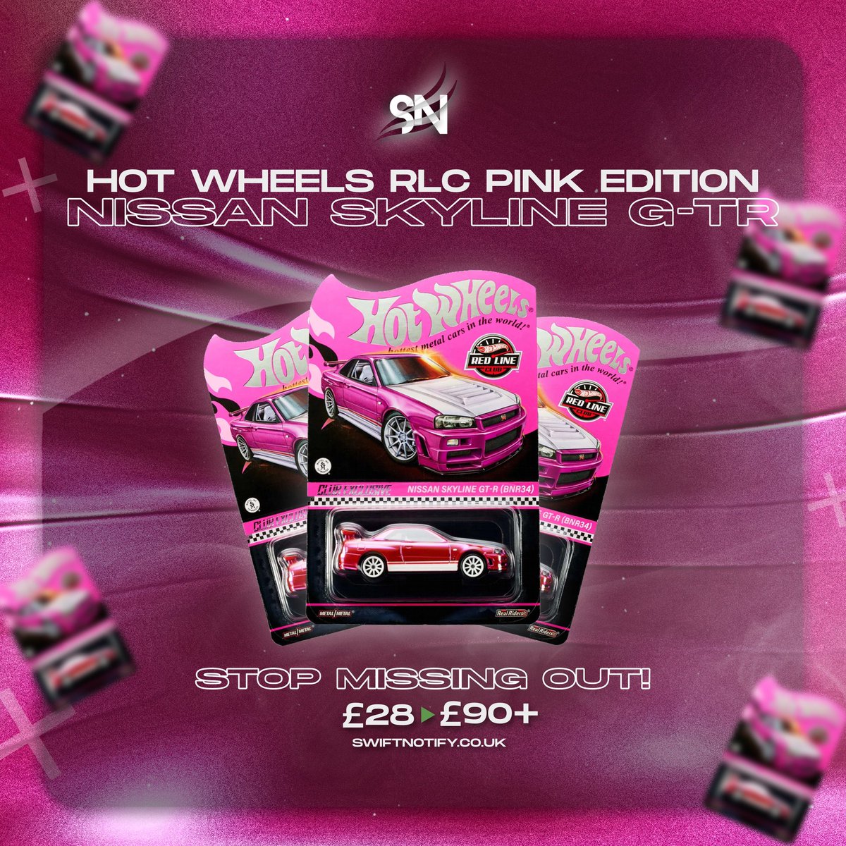 🏎️ | Hot Wheels RLC Exclusive Pink Editions Nissan Skyline GT-R

💰 | Retail - £28
💸 | Resell - £90+

⏳ | Stop Missing Out On Such Great Amounts Of Profit To Be Made, We Don’t Just Resell Sneakers.

🔗 | Join Today - SwiftNotify.co.uk