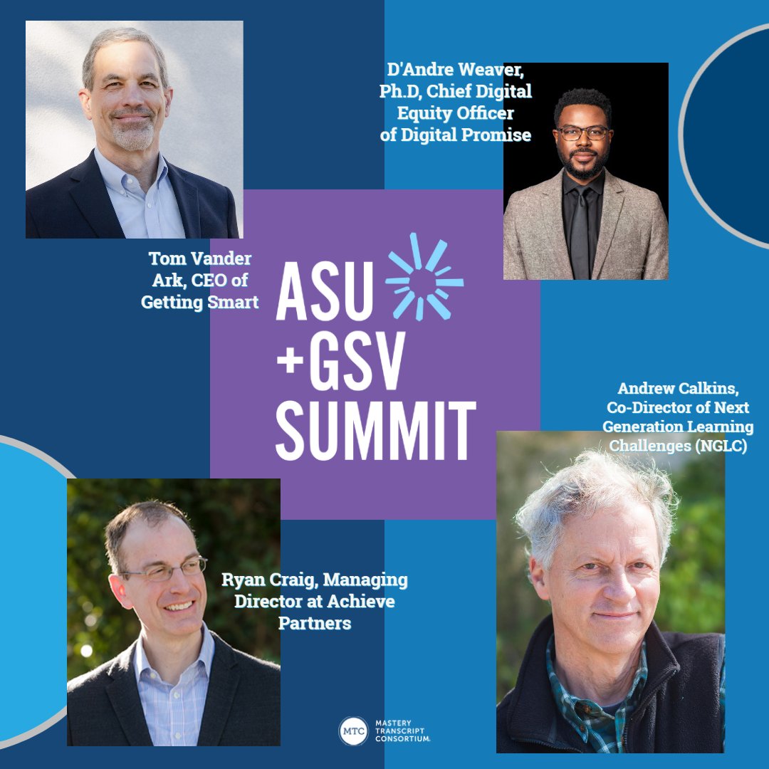Mastery Transcript ConsortiumĀ® (MTC) (@masttranscript) on Twitter photo Next week, <a href="/mkflanaganjr/">Mike Flanagan</a> & <a href="/lisahicks49/">Lisa Hicks</a> visit sunny SD 4 <a href="/asugsvsummit/">ASU+GSV</a>! Canāt wait 2 hear ideas & insights 4rm MTC board members & advisors <a href="/DAndreWeaver/">D'Andre J. Weaver, Ph.D</a> of <a href="/DigitalPromise/">Digital Promise</a>, @RyanCraigap of Achieve Partners, <a href="/tvanderark/">Tom Vander Ark</a> of <a href="/Getting_Smart/">Getting Smart</a>, & <a href="/andrewcalkins/">Andy Calkins</a> of <a href="/NextGenLC/">Next Generation Learning Challenges</a> Next week, <a href="/mkflanaganjr/">Mike Flanagan</a> & <a href="/lisahicks49/">Lisa Hicks</a> visit sunny SD 4 <a href="/asugsvsummit/">ASU+GSV</a>! Canāt wait 2 hear ideas & insights 4rm MTC board members & advisors <a href="/DAndreWeaver/">D'Andre J. Weaver, Ph.D</a> of <a href="/DigitalPromise/">Digital Promise</a>, @RyanCraigap of Achieve Partners, <a href="/tvanderark/">Tom Vander Ark</a> of <a href="/Getting_Smart/">Getting Smart</a>, & <a href="/andrewcalkins/">Andy Calkins</a> of <a href="/NextGenLC/">Next Generation Learning Challenges</a>