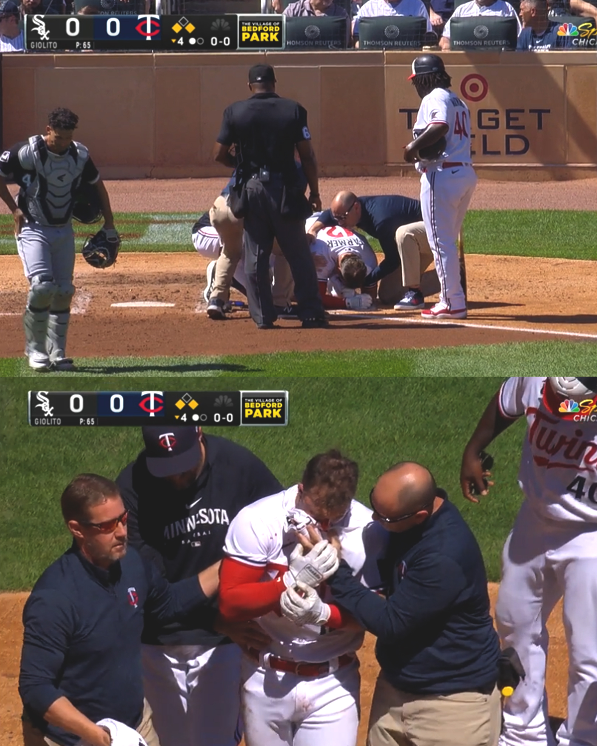FOX Sports: MLB on X: Kyle Farmer exits the game after being hit