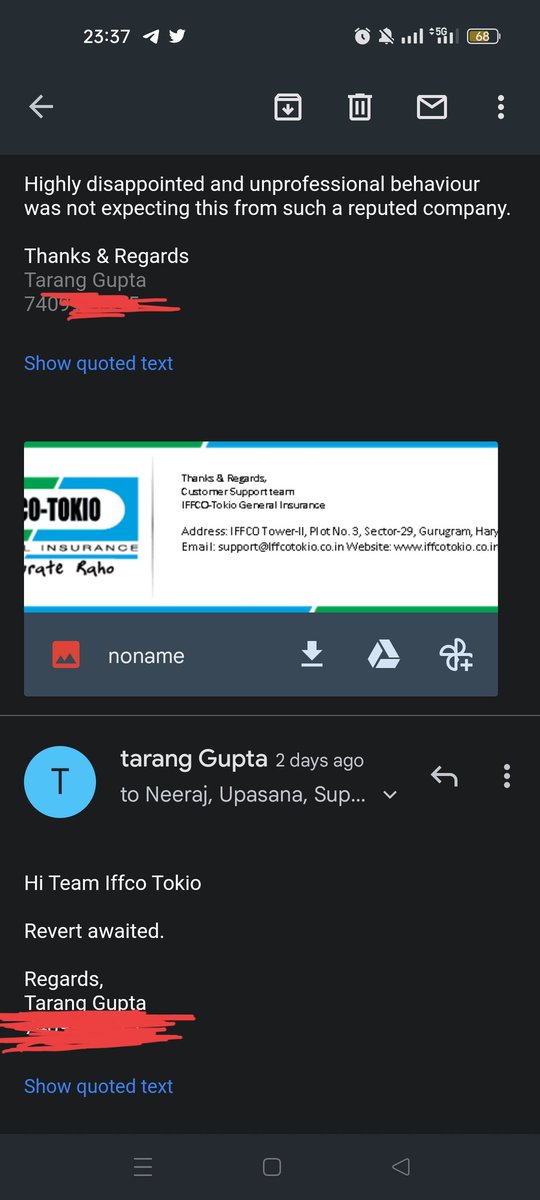 TarangG40246139's tweet photo. I have a Zero dep. Insurance from @IFFCO__TOKIO &amp; it's been more then a month now to my application but haven't got any clarity from @IFFCO__TOKIO on it, I am taking regular follow ups but never got a solution or a TAT. 
@hosuri54 #HOSuri @IFFCO__TOKIO
#MuskurateRaho :( #share https://t.co/iPq55UWJBh