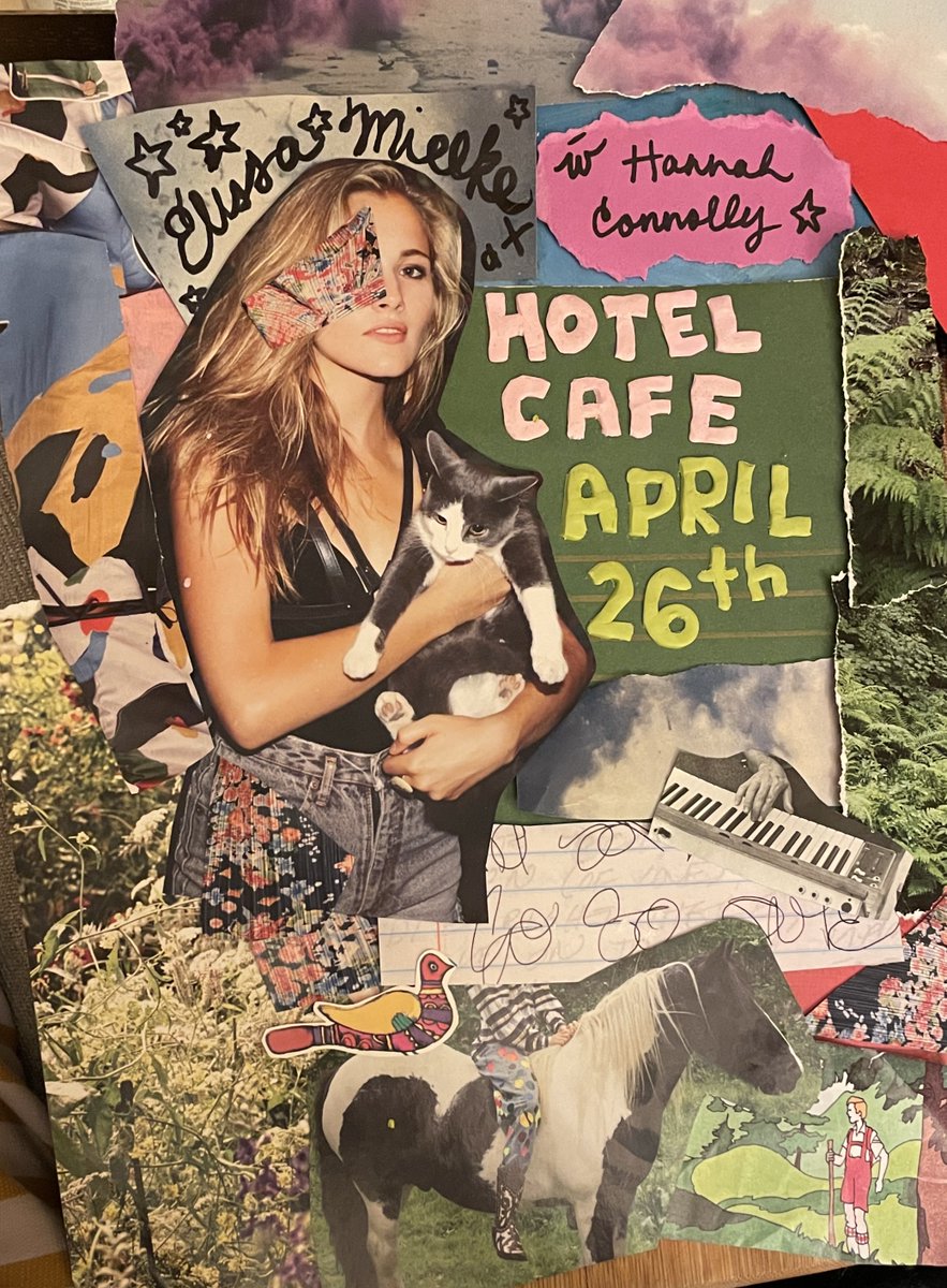 Elissa Mielke (@elissamielke) on Twitter photo Next show: April 26th at <a href="/thehotelcafe/">Hotel Cafe</a> in LA with Hannah Connolly! Let me sing for you! Tickets here: hotelcafe.com/tickets/?s=eve⦠Next show: April 26th at <a href="/thehotelcafe/">Hotel Cafe</a> in LA with Hannah Connolly! Let me sing for you! Tickets here: hotelcafe.com/tickets/?s=eveā¦