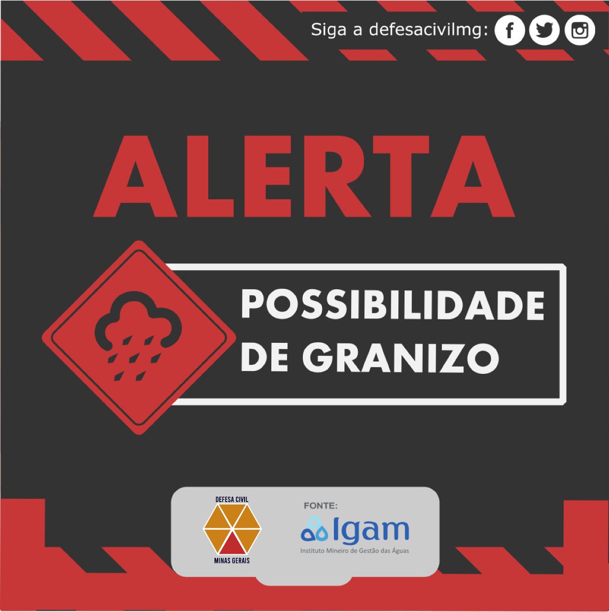 dce_de's tweet photo. Alerta de possibilidade tempestade severa com granizo, vendaval e chuva forte  com duração de 01:30h. 
Cidades: Guarda-Mor, Paracatu, Lagamar, Coromandel, Vazante, Delfinópolis, Martinho Campos, Medeiros, Pratinha, Quartel Geral, Santa Rosa da Serra.
Proteja-se!
FONTE: SIMGE/IGAM https://t.co/LJodYf7ln1