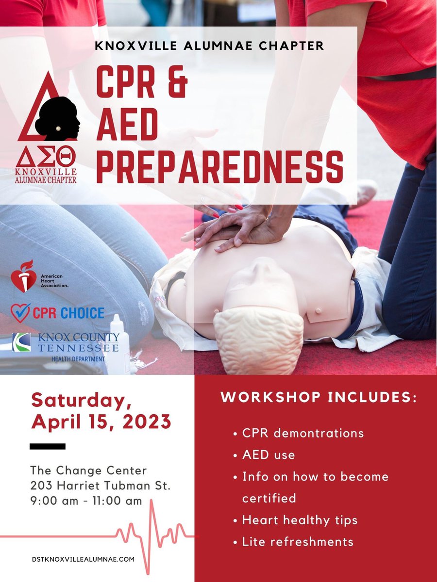 Join us for this free, important class! In a cardiac emergency you could save a loved one’s life until medics arrive! #dst1913 <a href="/AHATennessee/">AHATennessee</a>
