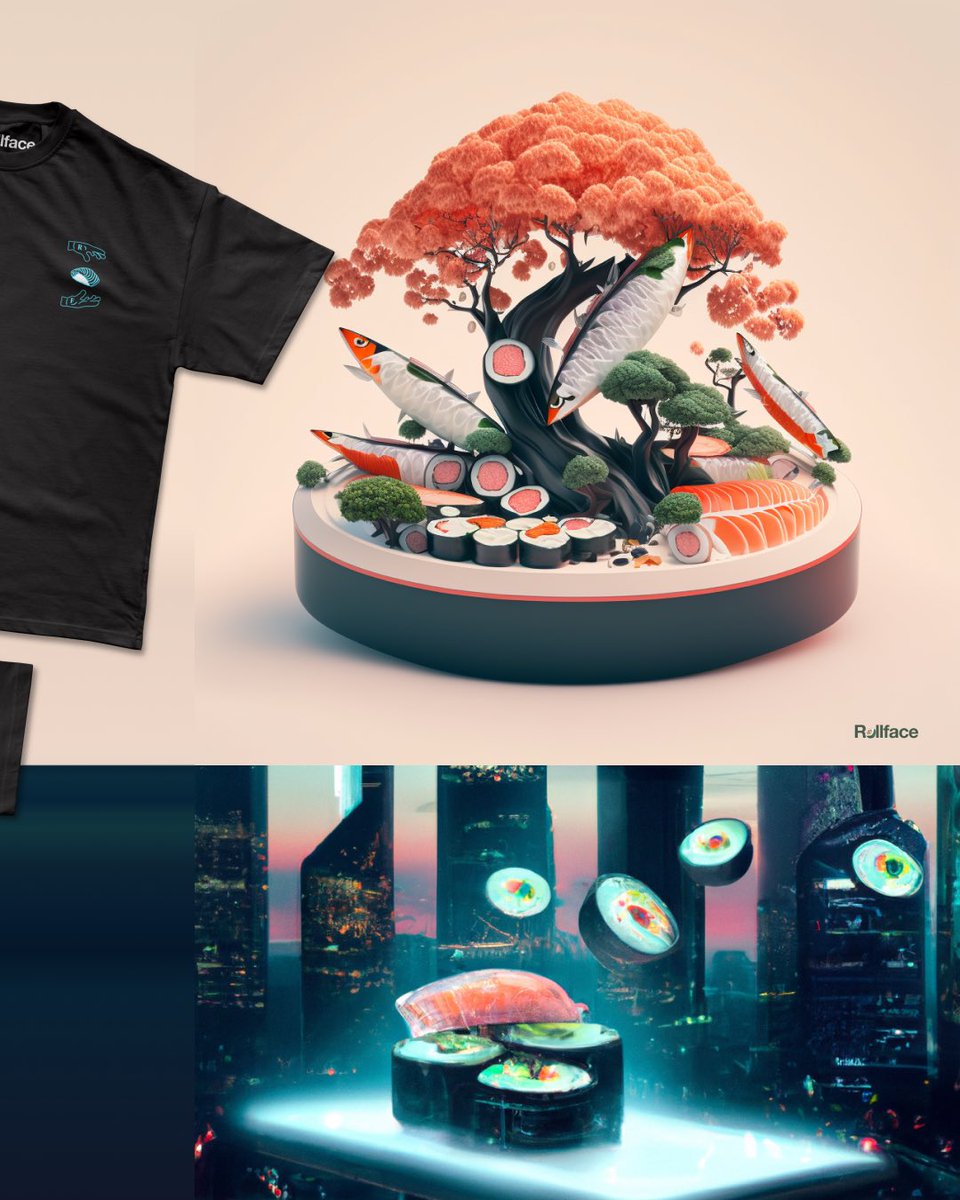 rollfacebrand's tweet photo. 5 hours left in our @NFT_NYC giveaway! To enter, 

1. Follow @rollfacebrand and @lostworldsnft 
2. Retweet this 
3. Tell us your favorite sushi roll 👇 https://t.co/NQf5rd5uQg