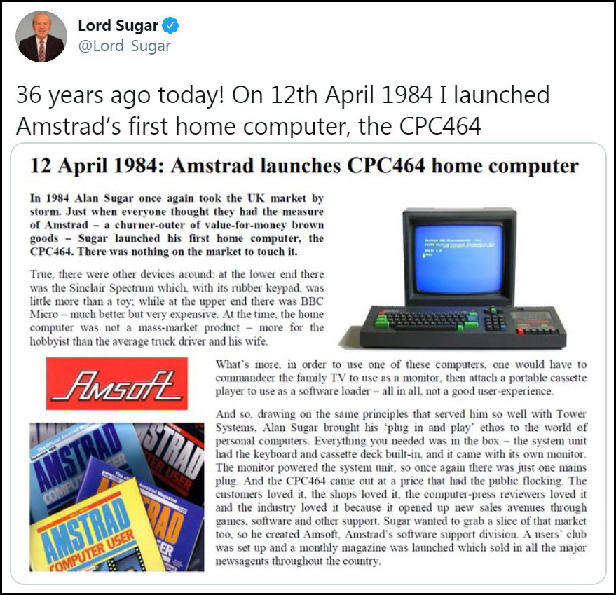 VingTroiSeize's tweet image. Amstrad CPC 464
Release date: 12 April 1984

#AMSTRAD #AmstradCPC464 #CPC464 #retrocomputer #retrogaming #videogames #80s #90s #Geek #AlanMichaelSugarTRAding