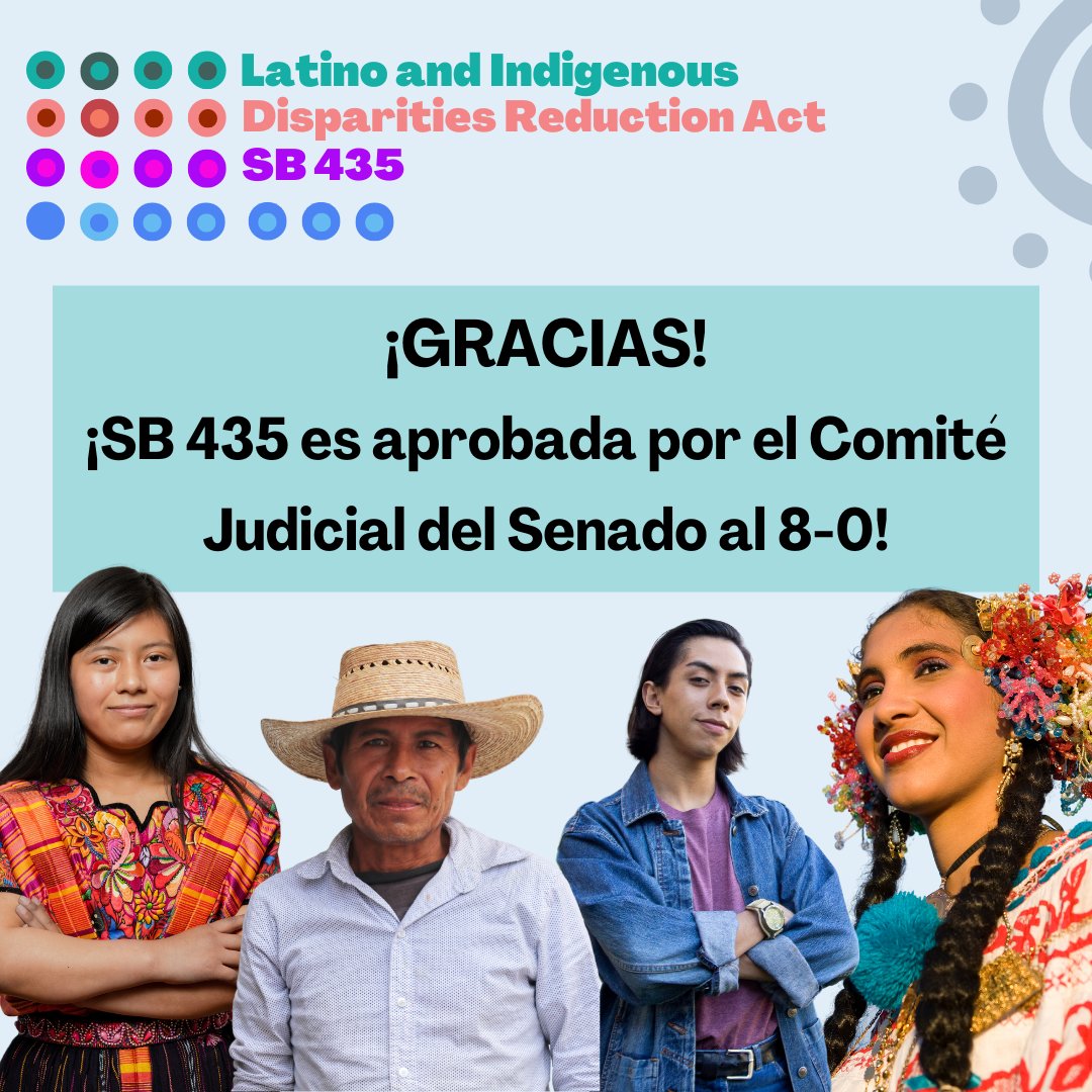 LCHC_CA's tweet photo. Thank you!!!! @SenatorUmberg and the Senate Judiciary for your support of #SB435 with a 8-0 vote!
&amp; Huge shoutout to partners for all of the call in committee! #Data4HealthEquity #LatinxCounts #IndigenousCounts https://t.co/vHYQEvGzyI