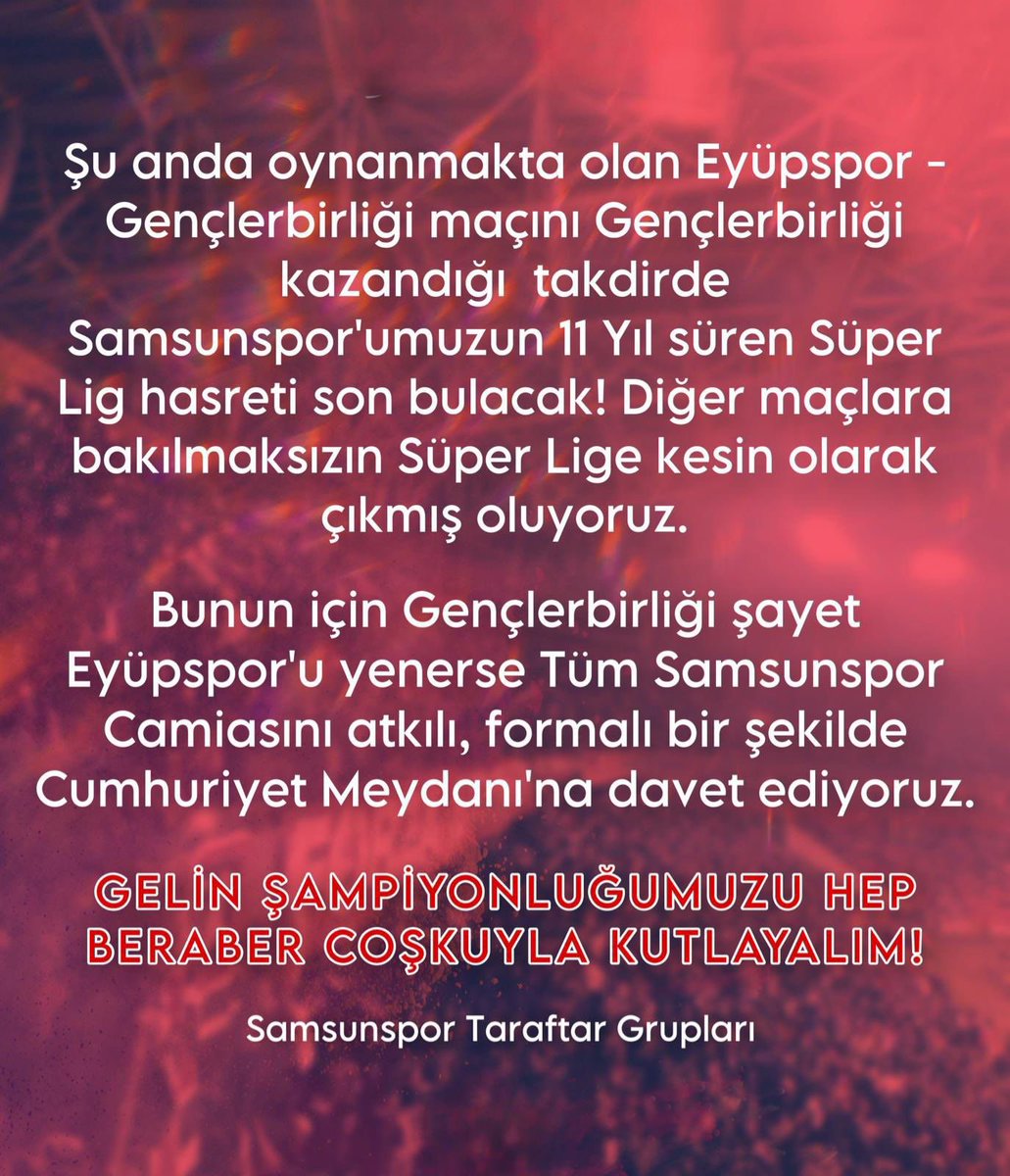 Haydi MEYDANA…🔥
<a href="/samsunspor/">Samsunspor 🇹🇷</a> #samsunspor #samsun