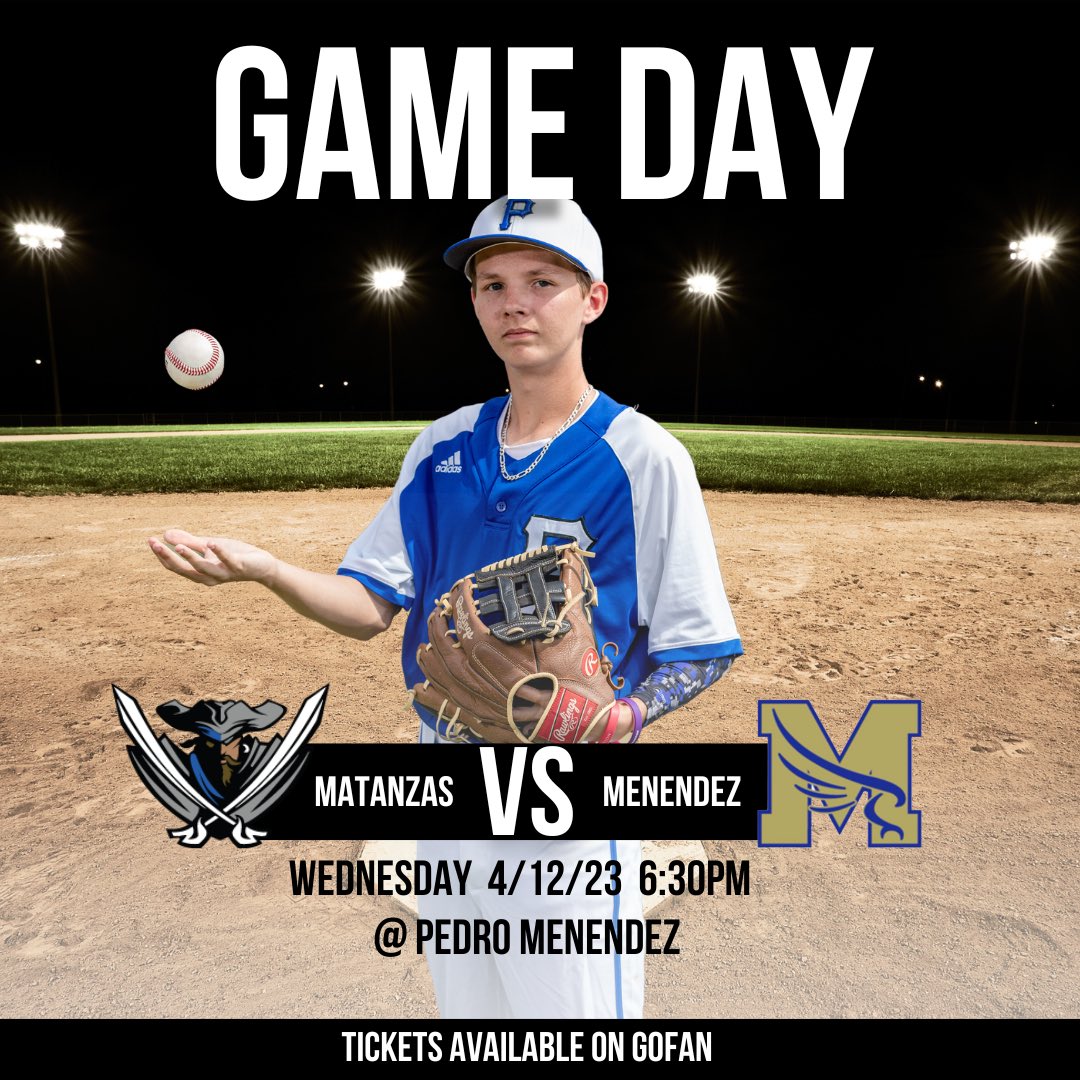 ⚾️ GAME DAY
🆚 Pedro Menendez
⏰ 6:30PM
📍 Pedro Menendez High School
🎟️ Tickets available on GoFan