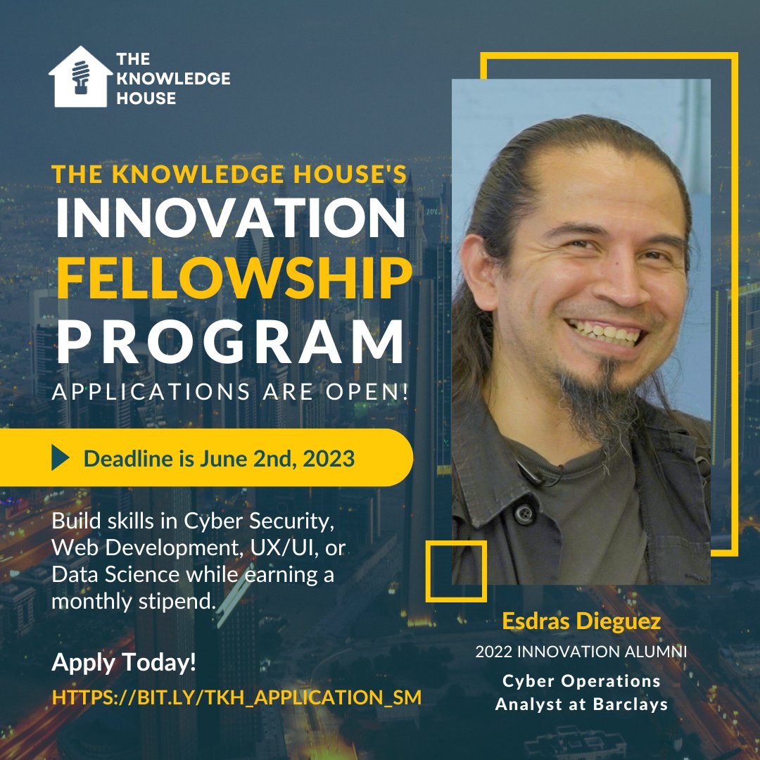 TheKnowledgeHou's tweet photo. Applications are open for our #Innovation Fellowship! The program is completely #free.
The deadline is June 2nd, 2023. https://t.co/9mjyH7Gbab
#ExpandOpportunity #Tech #TechProgram #Coding #Bronx #BlackTechTwitter #NationalEducationAndSharingDay #NewYork #LA #Newark #Atlanta https://t.co/OxY6oTdc8W