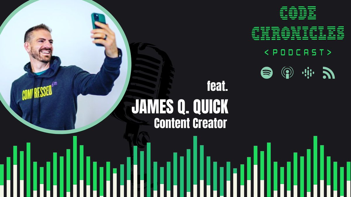The next episode of Code Chronicles is live! 📗

<a href="/jamesqquick/">James Q Quick</a> joins us to talk about how he's crafted a career in tech that allows him to do EXACTLY what he loves

If you're interested in developer advocacy or content creation, this episode is for you! 🎨

codechronicles.fm/episodes/devel…