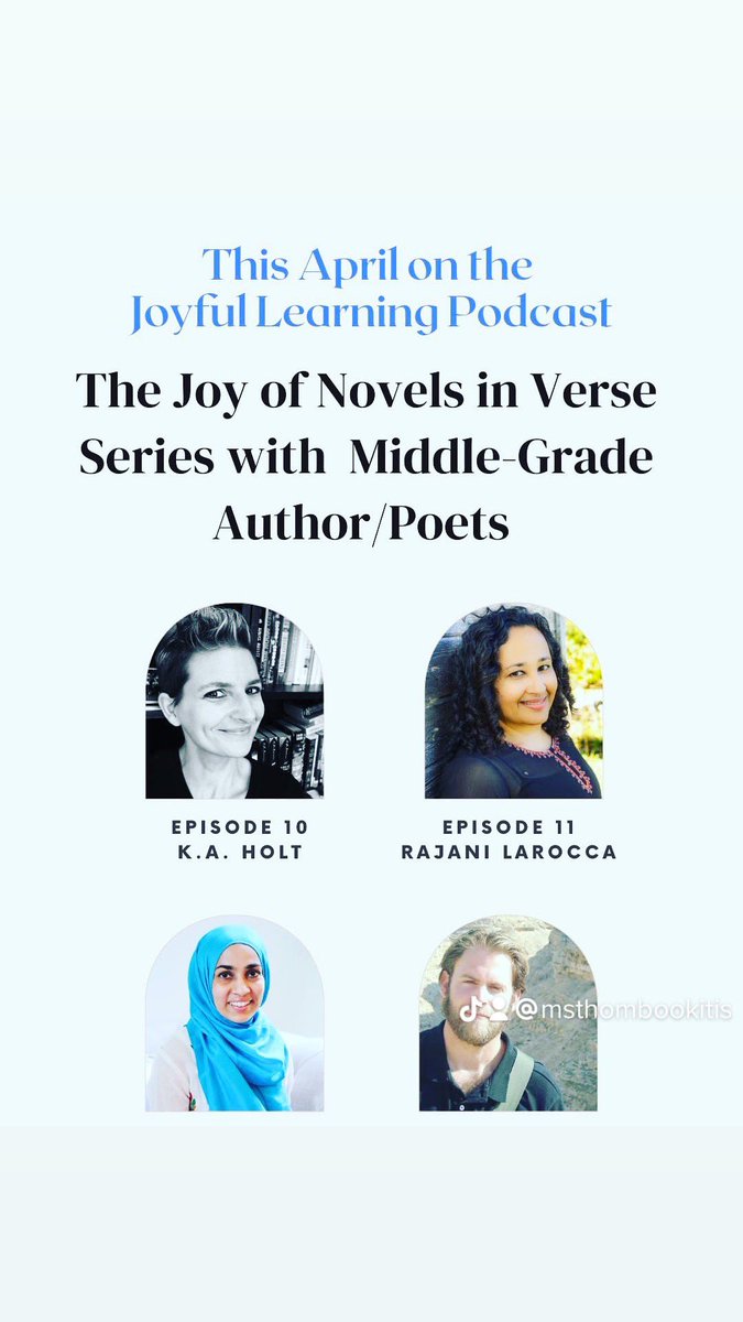 So excited that this week’s #FridayNightRaffle from @CynthiaSchwind is honoring some amazing #novelsinverse!! Don’t miss the April episodes on the @joyfullearnpod #podcast. AND the March episode featuring the AMAZING #bookposse. 💖🎉🎙 anchor.fm/joyfullearning…