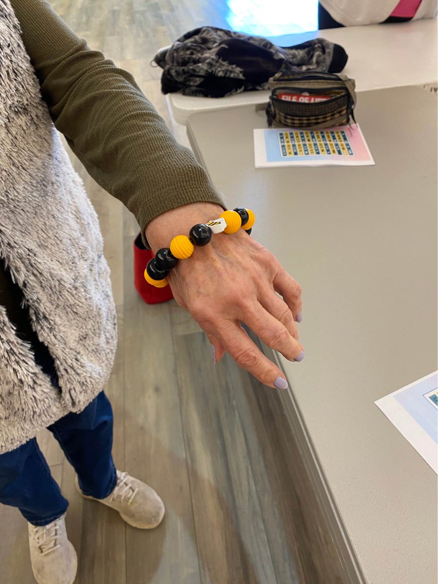 WalshUnivIT's tweet photo. Olivia who works at the help desk and I visited the @NorthCLibrary Senior Citizen Tuesday session and talked to folks about security online and helped them with their devices. They also had fun making binary jewelry. Walsh and I.T. out in the community! https://t.co/OvrBepNmZN