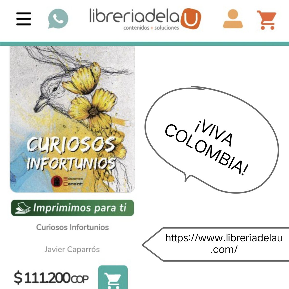 NovelaQue's tweet photo. ¡Grandiosa noticia! Curiosos infortunios en Colombia. ¡Aún temblando de emoción! Gracias a https://t.co/zFt7nOvRQP y Ediciones Camelot por esta maravillosa oportunidad. #libreriadelau #EdicionesCamelot #edicionescamelotamerica #autorjaviercaparros #novelacuriososinfortunios https://t.co/UFTV6hs4eY