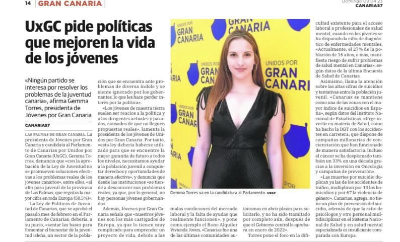 Un dato que hemos publicado desde Jóvenes x Gran Canaria la semana pasada (<a href="/UNIDOSporGC/">UNIDOSporGranCanaria 💛💙</a>) ya que ese porcentaje es especialmente significativo entre los jóvenes. Hasta ahora ninguna formación ha puesto este tema sobre la mesa. 
#DespiertaGranCanaria💛💙