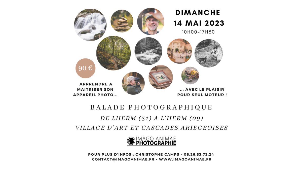 ImagoAnimae's tweet image. Je vous attends le dimanche 14 mai 2023 pour la prochaine balade photographique d’Imago Animae Photographie : De Lherm (31) à L’Herm (09) à la découverte des cascades de Roquefort (09) et du village d’art de Carla-Bayle (09).

Pour plus d'infos :  imagoanimae.fr