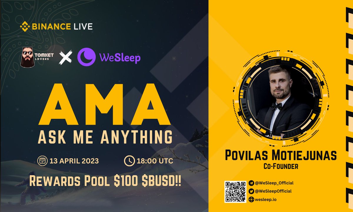 Tomket Lovers on Twitter "We are pleased to announce the Binance LIVE AMA with WeSleep AMA