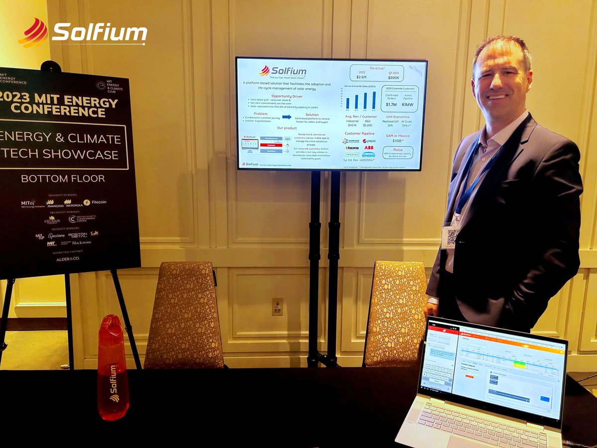Nuestro Director de Finanzas, Zach Magnan, tuvo la oportunidad de participar en el 2023 MIT Energy Conference y promover a Solfium entre los asistentes. Fue un honor haber participado en tan prestigioso evento.