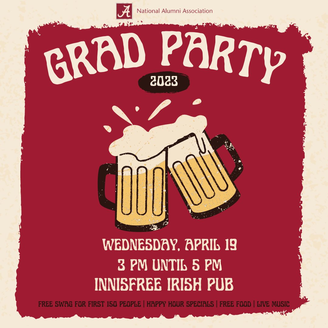 2023 graduates--take a break from studying next week and join us at Innisfree for our annual grad party! Celebrate your success with free food, happy hour prices, and live music—plus free swag. We hope to you see you there! 🎓 🐘
