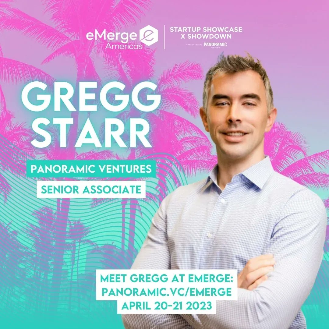 showdownvc's tweet photo. T-minus 8 days until we touch down for the #StartupShowdown competition at @emergeamericas! 🛬 

Meet Gregg, a Senior Associate on the Investment Team at @panoramicvc. 

Want to meet Gregg or any of the other members of the Panoramic team attending 👉 https://t.co/fRPxDbwwvd https://t.co/sGxO62qPkC