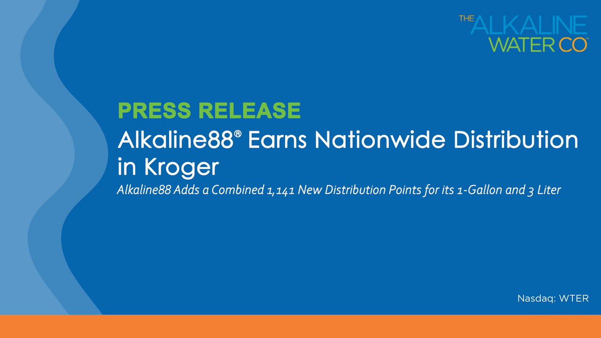 Alkaline88® Earns Nationwide Distribution in Kroger
Read the full news release here: ir.thealkalinewaterco.com/news-events/pr…