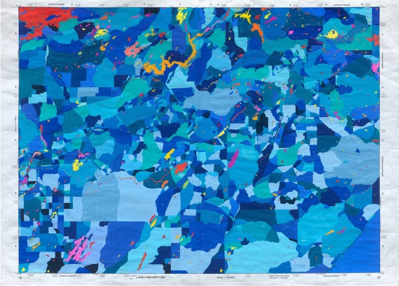 Kathy Prendergast is internationally known for her work using maps. She paints over pages of North America's atlas in the Road Trip series, notably Minnesota, known as the ‘land of 10,000 lakes’.

#HughLaneGallery #Collections