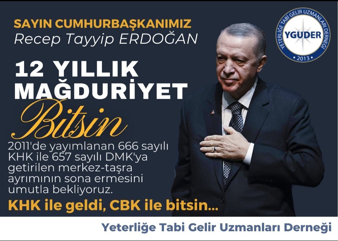#YeterliğeTabiGelirUzmanı kpss+kurum sınavı+mülakat+yeterlik sürecinden geçmiş Gelir Uzmanı demektir. Bizler Kurumiçi Özel Sınavla atanmadık. Özlük haklarımız niteliğimize göre çok düşük kaldı. <a href="/RTErdogan/">Recep Tayyip Erdoğan</a> <a href="/NureddinNebati/">Dr.Nureddin NEBATİ🇹🇷</a> <a href="/fahrettinaltun/">Fahrettin Altun</a> <a href="/AtaySalim/">Salim Atay, Doç.Dr</a> <a href="/mustafaelitas/">Mustafa Elitaş</a> <a href="/Cengizyavili/">Dr. Cengiz YAVİLİOĞLU</a>