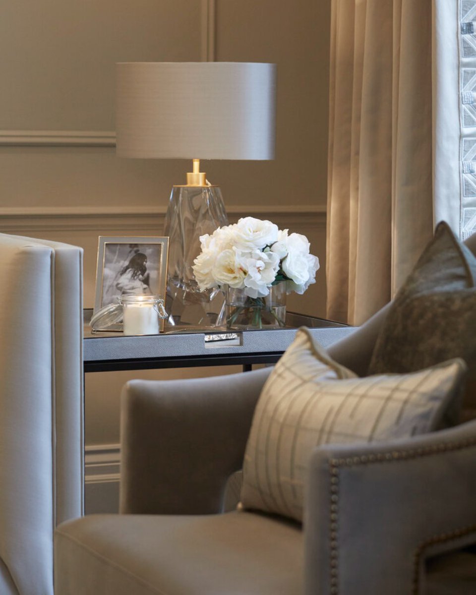 Peaceful corner from <a href="/Luxdeco/">LuxDeco</a> featuring our Diamond Table Lamp in Medium. Made from four layers of Murano glass and hand polished for 12 hours to create the perfect faceted diamond shape.