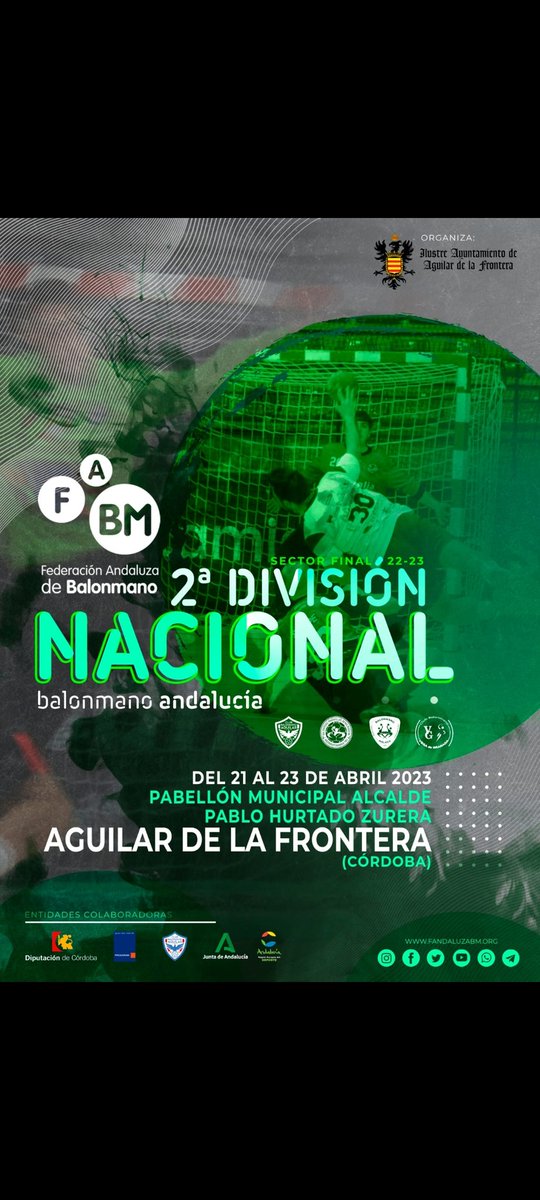 CBM_Aguilar's tweet photo. Estamos de Enhorabuena la fiesta del Balonmano andaluz de  Segunda Nacional tendrá sede en Aguilar , agradecer al @AguilarAyto y la @FAndaluzaBM por la concesión del evento en nuestra localidad. https://t.co/O66pRFBVCJ