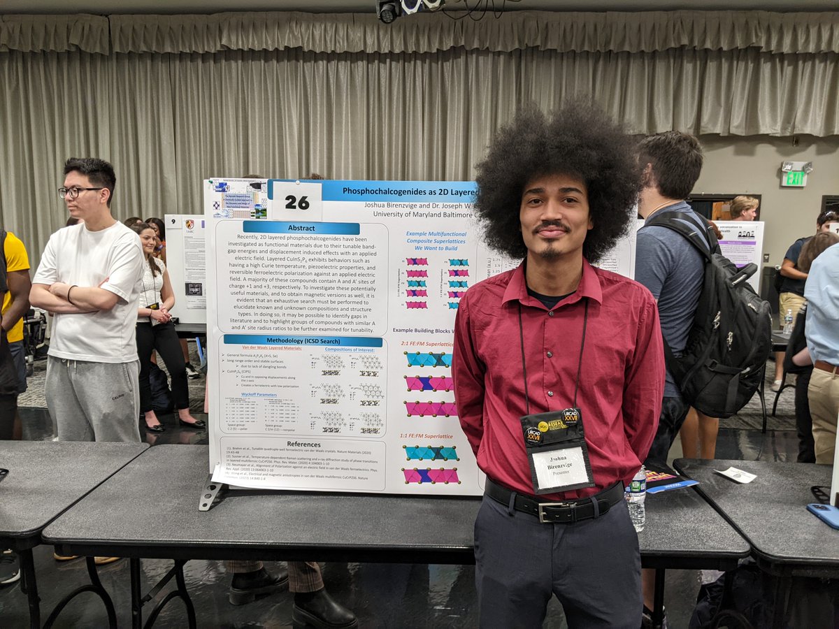 Congrats to our @UMBCChemistry #STEM students that presented #compchem work at #URCAD today! Aria Tauraso and Amalthea Trobare presented their #SCIART work @MellonFdn and Joshua Birenzvige presented his database mining work #2DMaterials