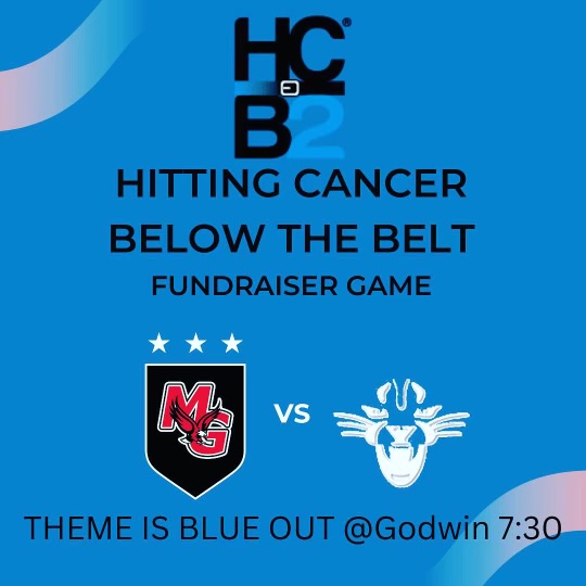 Join us this Friday night at Axselle Stadium for our home game vs. <a href="/DeepRunSoccer/">Deep Run Soccer</a>! ⚽️

We are partnering with <a href="/HitBelowtheBelt/">Hitting Cancer Below the Belt</a> to raise money &amp; awareness for Colorectal Cancer.  The theme is "Blue Out."  Wear royal blue. 💙

<a href="/GodwinPride/">Godwin Pride</a> <a href="/DeepRunAD/">Deep Run Athletics</a> <a href="/lrdunavant/">Leigh Dunavant</a> <a href="/BFellows_DRHS/">Brian Fellows</a>