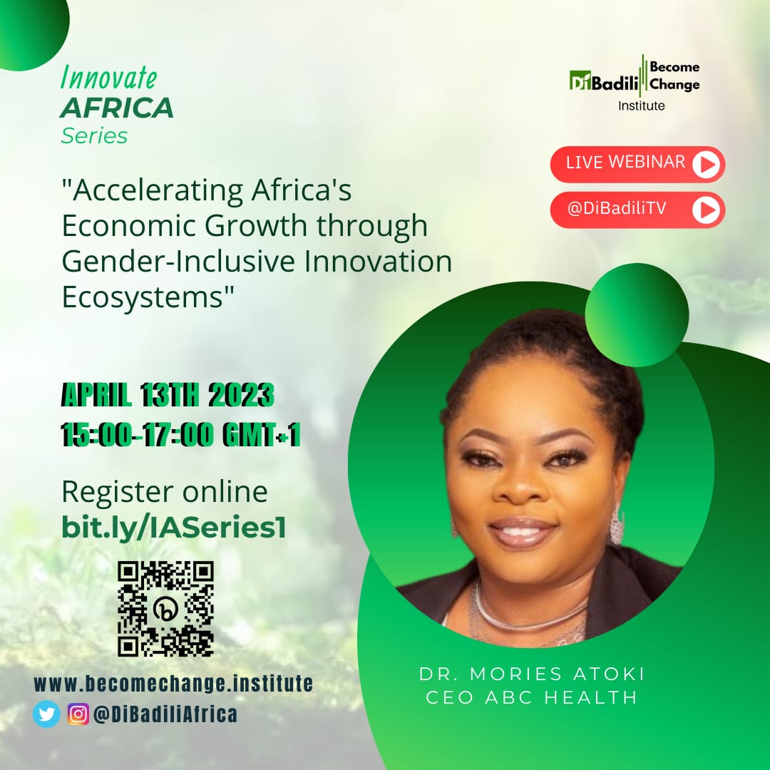 Join our expert panelist Dr. @MoriesAtoki CEO @abchealth to discuss #Africa's #economicgrowth through #genderinclusive #innovation. Register now at bit.ly/IASeries1 to engage on Thursday, April 13th by 3:00 PM GMT+1! #AcceleratingAfrica #DiversityandInclusion #BecomeChange
