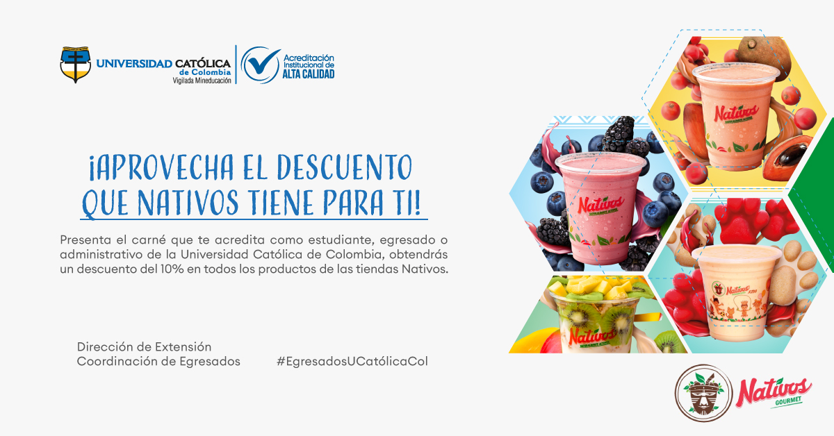 egresadoscat's tweet photo. #EgresadosUCatólicaCol ✨✨En 𝐍𝐚𝐭𝐮𝐫𝐚𝐥𝐦𝐞𝐧𝐭𝐞 𝐀𝐜𝐭𝐢𝐯𝐨𝐬 tan solo presentando tú carné, obtendrás el 𝟏𝟎% 𝐝𝐞 𝐝𝐞𝐬𝐜𝐮𝐞𝐧𝐭𝐨 en todos sus productos. ✨✨

🍹✅📲Conoce más información en la página oficial de la Universidad: https://t.co/Hs1Fm0sdeS https://t.co/WWMidMibdQ