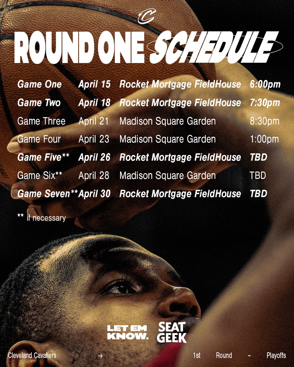 cavs's tweet photo. Round One is here.

@SeatGeek | #ad | #LetEmKnow https://t.co/2nVjK9wjol