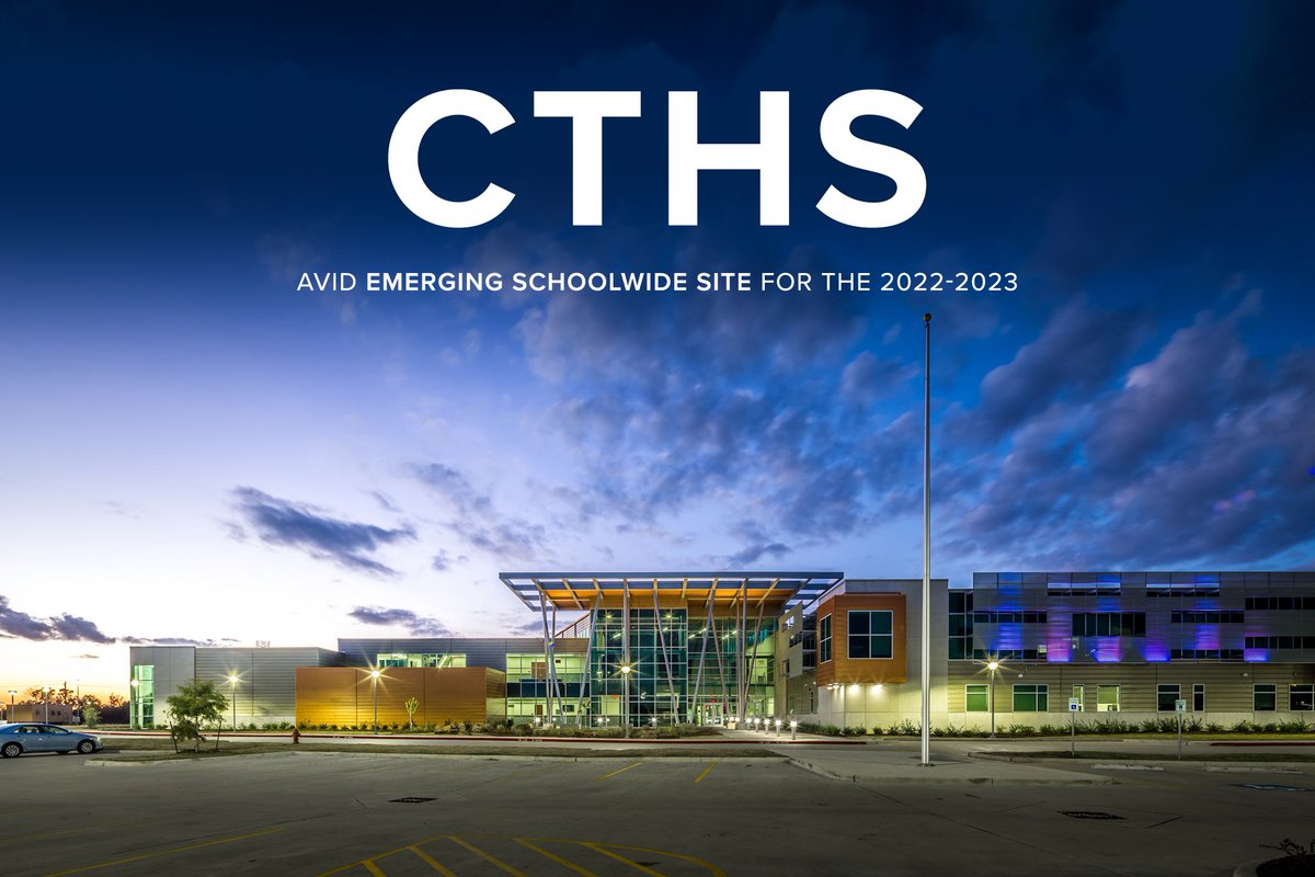 PasadenaISD_TX's tweet photo. CTHS has been named an AVID Emerging Schoolwide Site - a testament to the hard work of their incredible team and administration! 

Find out how their implementation of AVID's learning methodologies has helped ensure the success of CTHS students planning to attend college. https://t.co/SX79p5fhf6