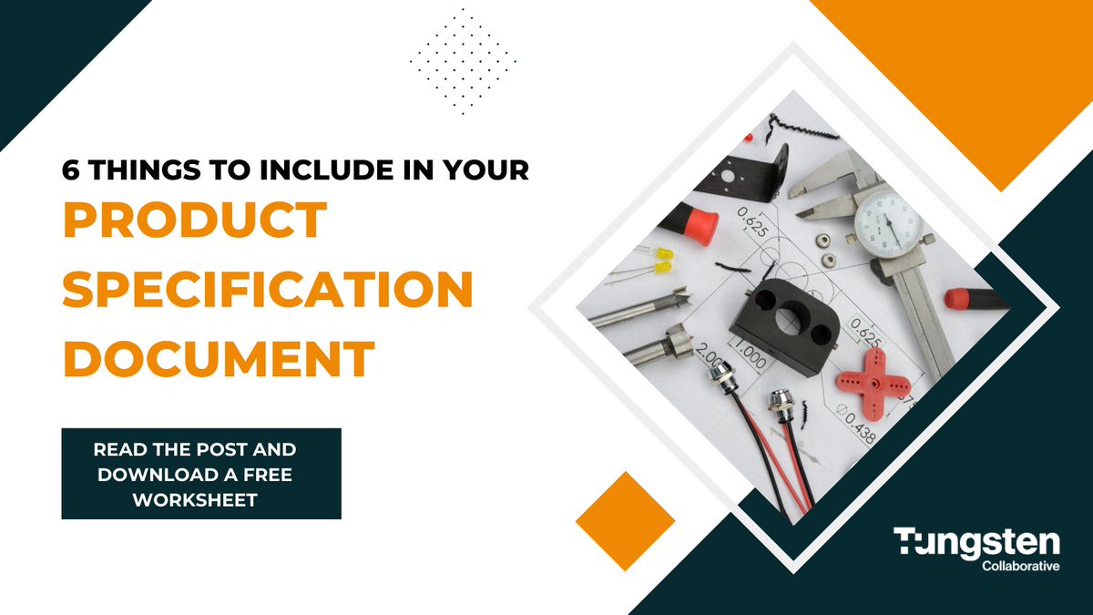 Tungstencollab's tweet photo. Want to ensure that your product meets your requirements? Create a Product Specification Document (PSD). 💪

Our blog post shows you how to get started with the PSD and what it should include (with a free specifications worksheet that you can download!)

https://t.co/IsgzwEIRgK https://t.co/ShBuAdI5Hl