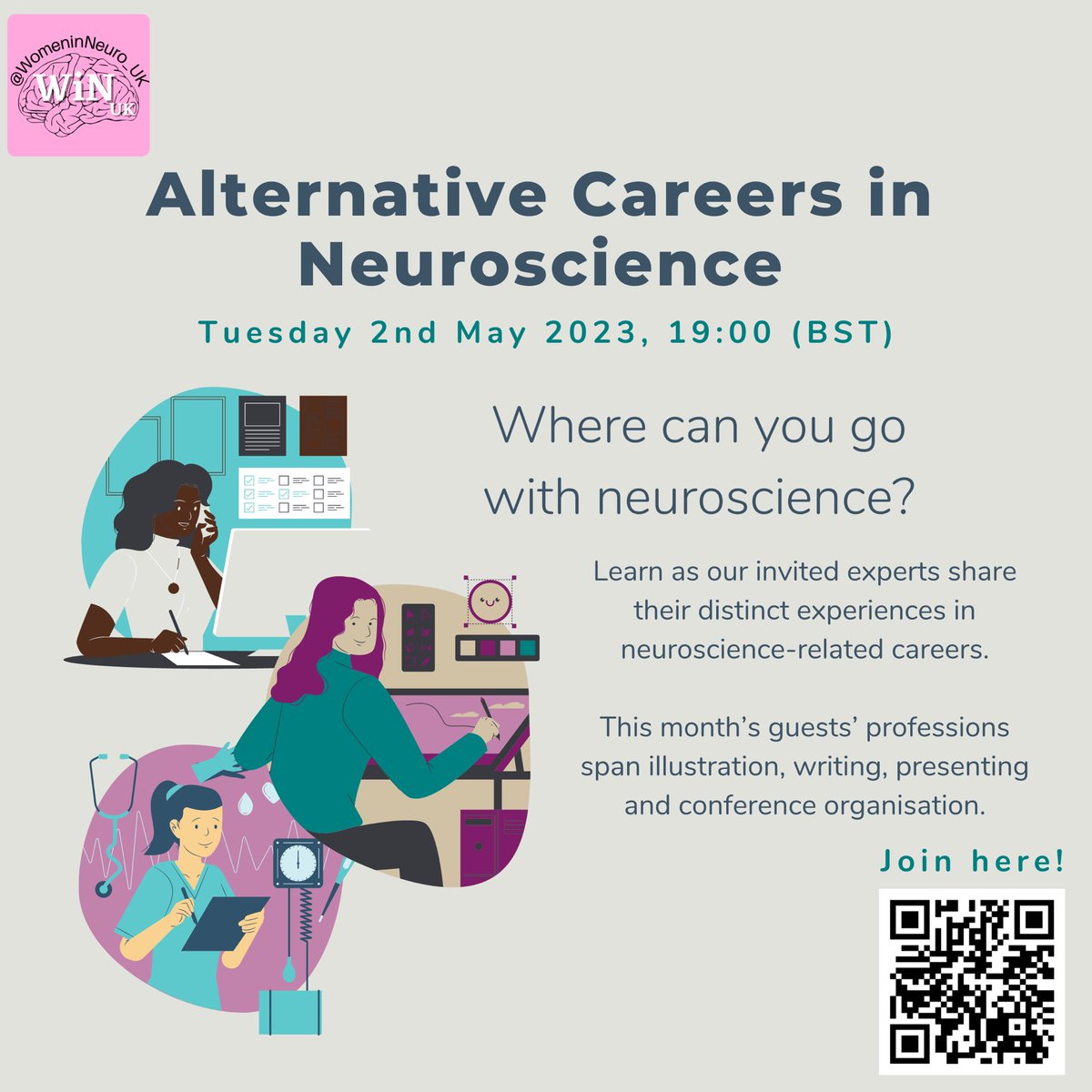 Join us for our event “Alternative Careers in Neuroscience.”

🗓️Date: 2 May 2023
⏰Time: 7 PM BST
🖥️Location: Microsoft Teams

Keep an eye out for more information about the event! 👀

To sign up, click on the link in bio/ use the following link: forms.gle/Z81PZGjeF8pdYJ…

#WiNUK